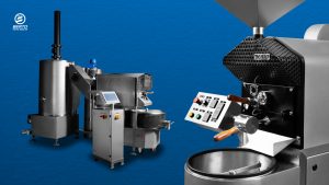 A Berto roasting machine showing control features for managing the coffee roasting curve.
